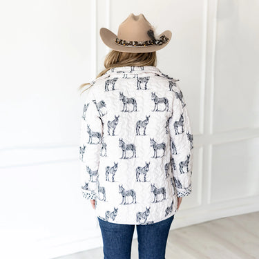 Donkey Icon Linen/Black Quilted Snap Jacket