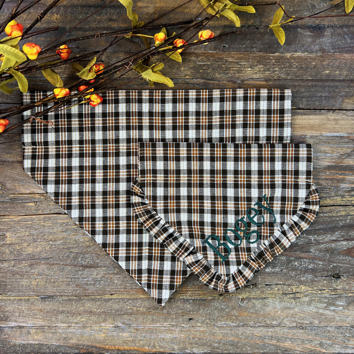 Falling Leaves Plaid Fall Dog Bandana