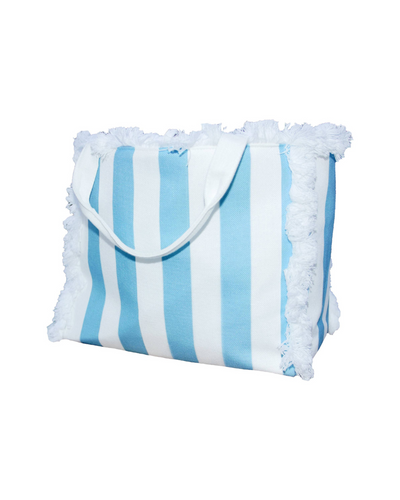 Fringe Tote Cabana Stripe (Pink or Blue)