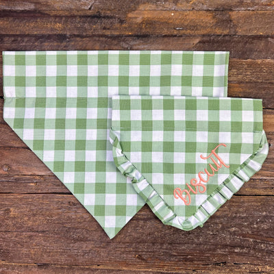 Spring Green Gingham Dog Bandana