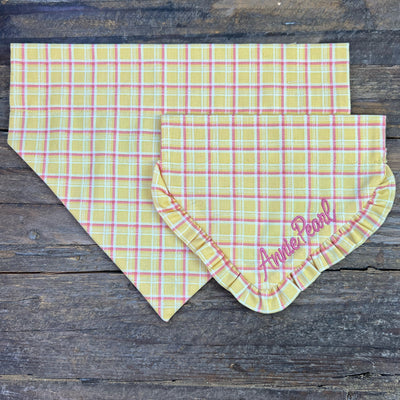 Yellow Peep Plaid Dog Bandana