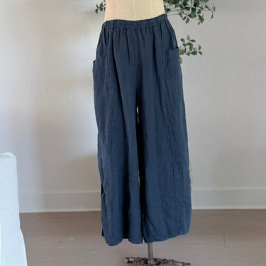 Ada Navy Linen Pants