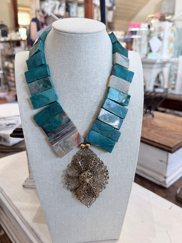 1960s Brooch/1960s Jasper Necklace