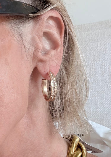 Pave Crystal Channel Hoops in Gold or Silver by CV Designs