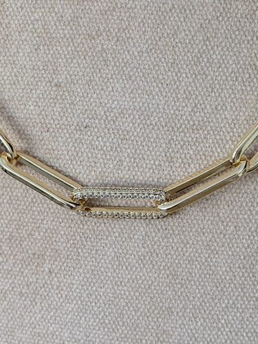 3 Links Emil Necklace in Clear Crystals