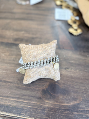 1950's Rhinestone Stretch with Coins Bracelet by Made in The Deep South
