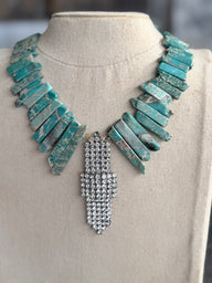 1940s Brooch/ 1960s Jasper Necklace