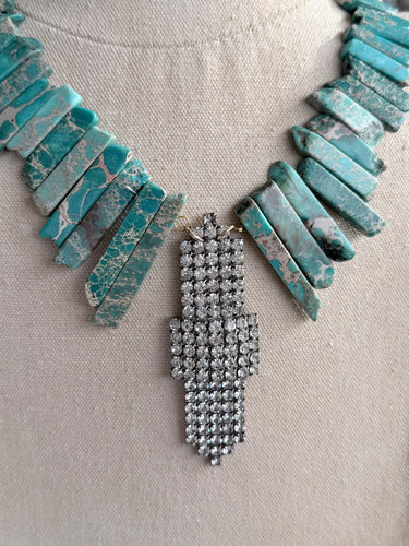 1940s Brooch/ 1960s Jasper Necklace