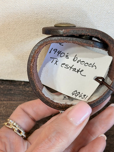 1940s Horseshoe Brooch Leather cuff