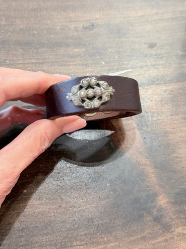 1800s Brooch Leather Cuff