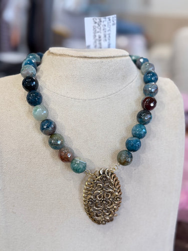 1920s/1960s Pendant Agate Necklace