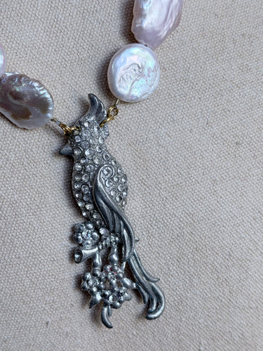 1940s Bird Brooch/Baroque Pearls by106