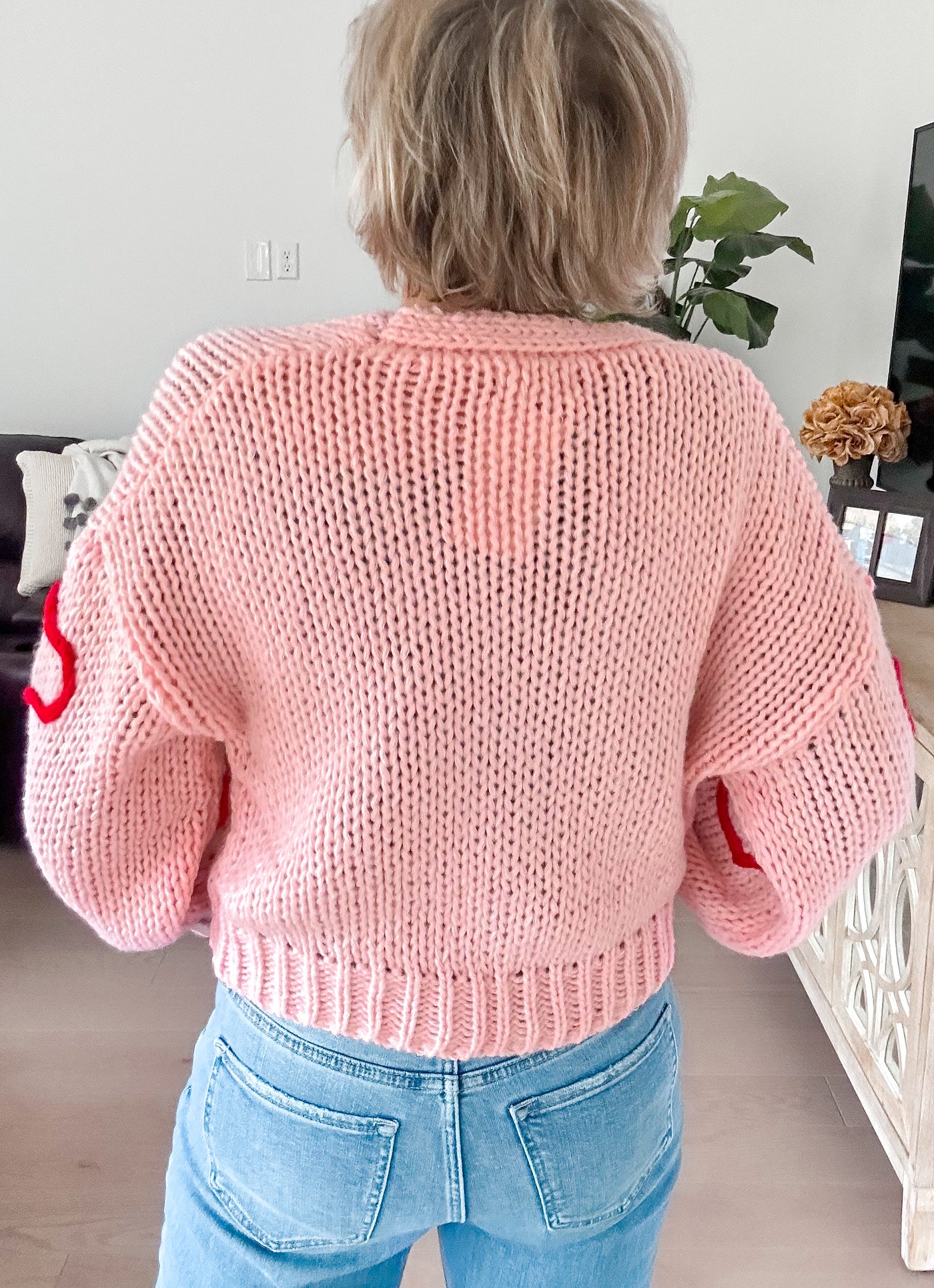 Puffy Heart Crochet Knit Cardigan