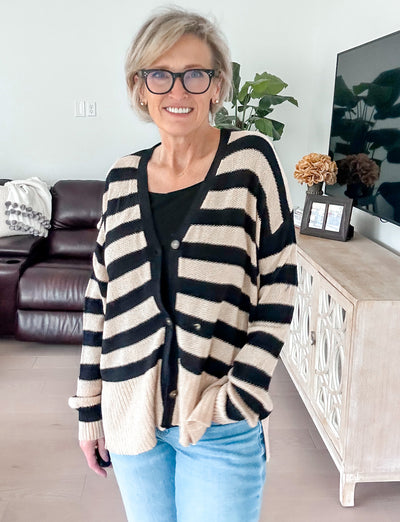 Cozy and Free Striped Cardigan