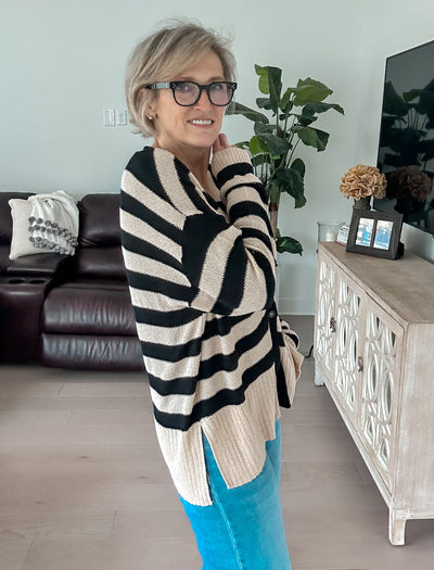 Cozy and Free Striped Cardigan