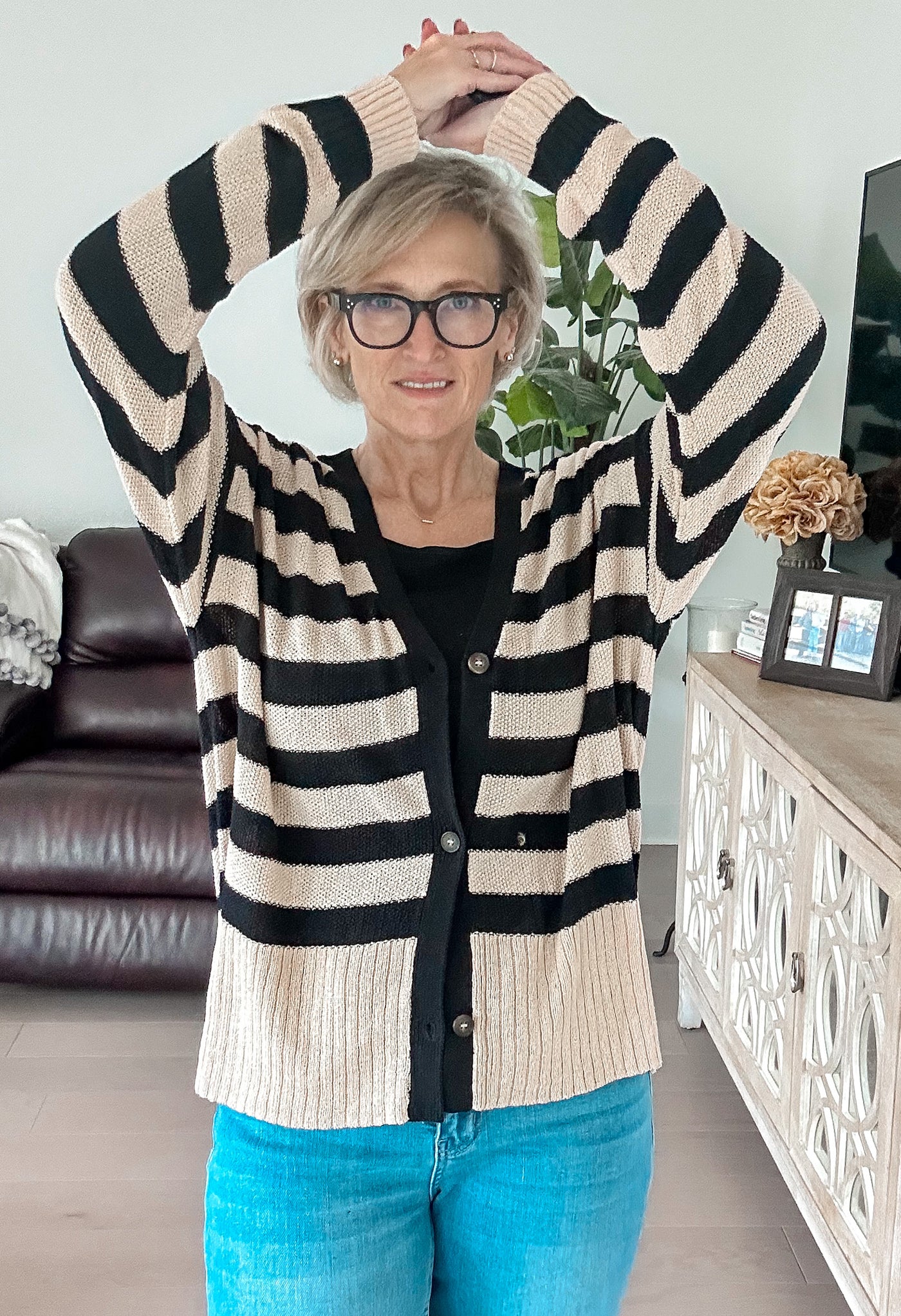 Cozy and Free Striped Cardigan