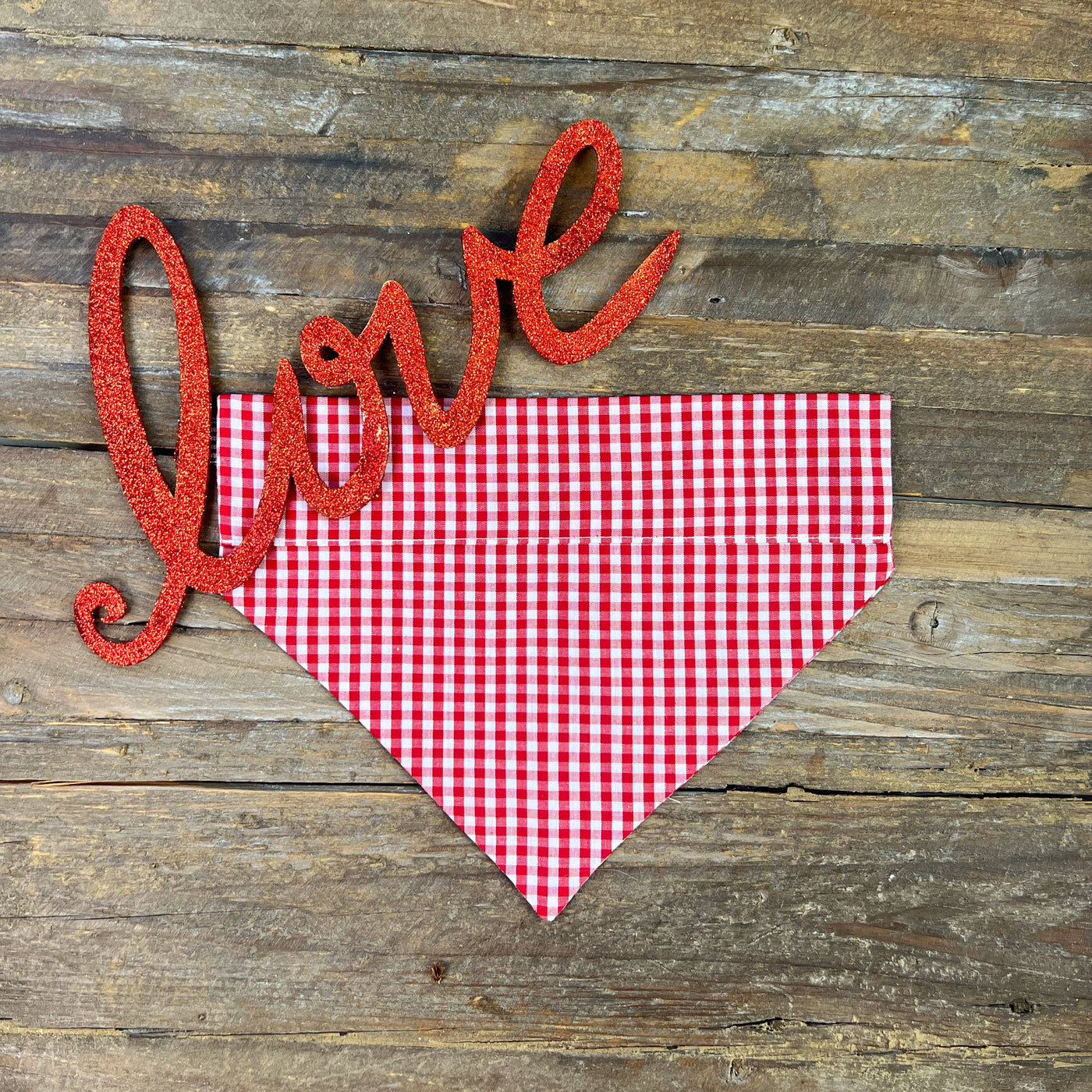 Cupids Gingham Red Dog Bandana