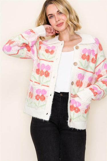 Kinsley Flower Jacquard Cardigan