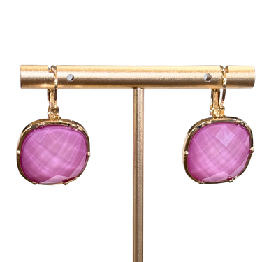 Lainey Square Stone Lever Back Earrings