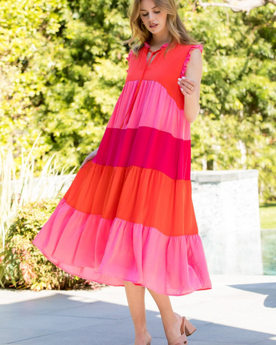 Martina Ruffle Sleeve Tiered Dress