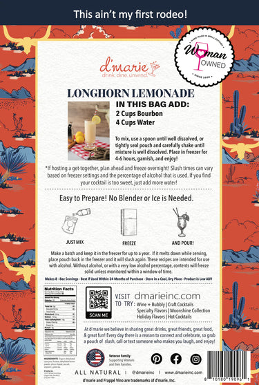 Longhorn Lemonade Cocktail Slush Mix by D'Marie