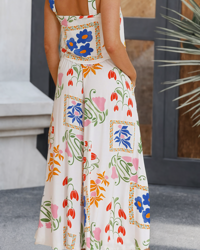 Margaret Square Neck Tank and Wide Leg Floral Set