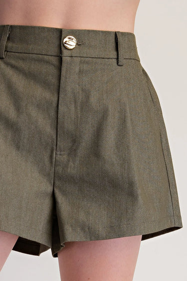 Mavis High-Waist Pleated Shorts with Back Elastic Band