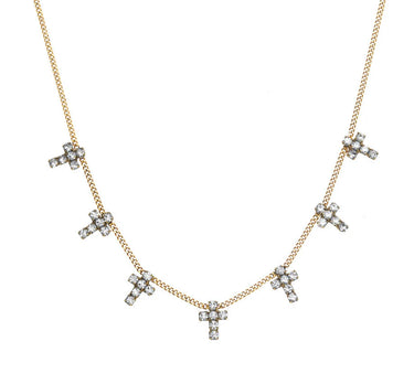 Multi Cross Necklace in Antique Gold