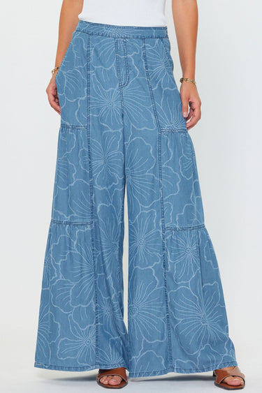 Olivia Floral Wide Leg Chambray Pant