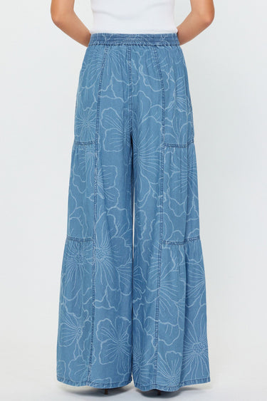 Olivia Floral Wide Leg Chambray Pant