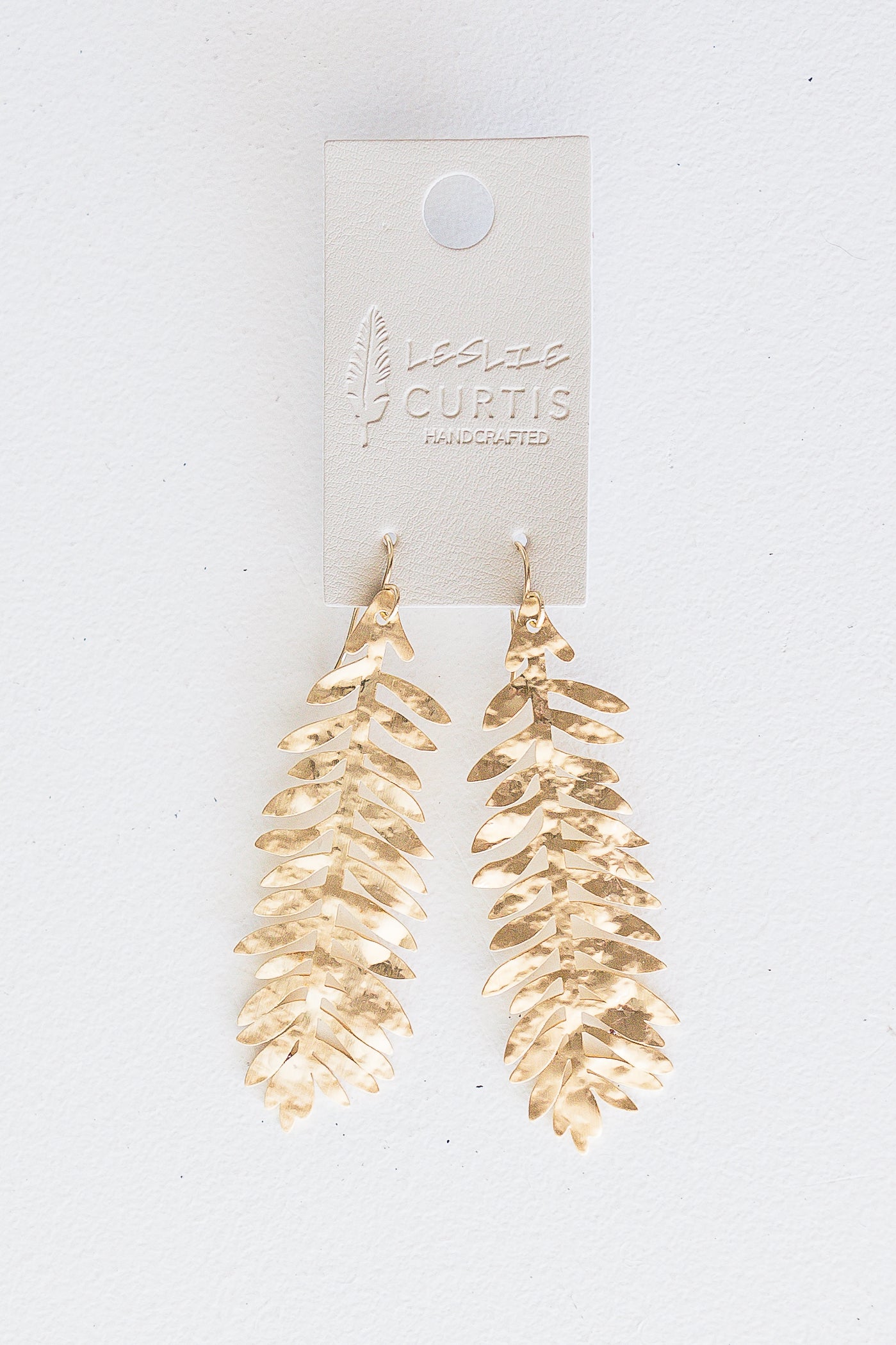 Palmer Gold Hammered Leaf Earrings