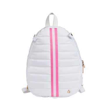 Pickleball HydroSling Bag with Removable Racquet Cover- White Ripstop With Pink Stripe