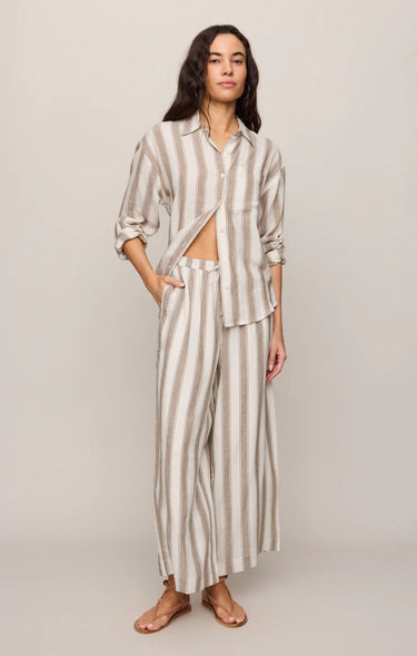 The Perfect Striped Button Up - Light Toffee