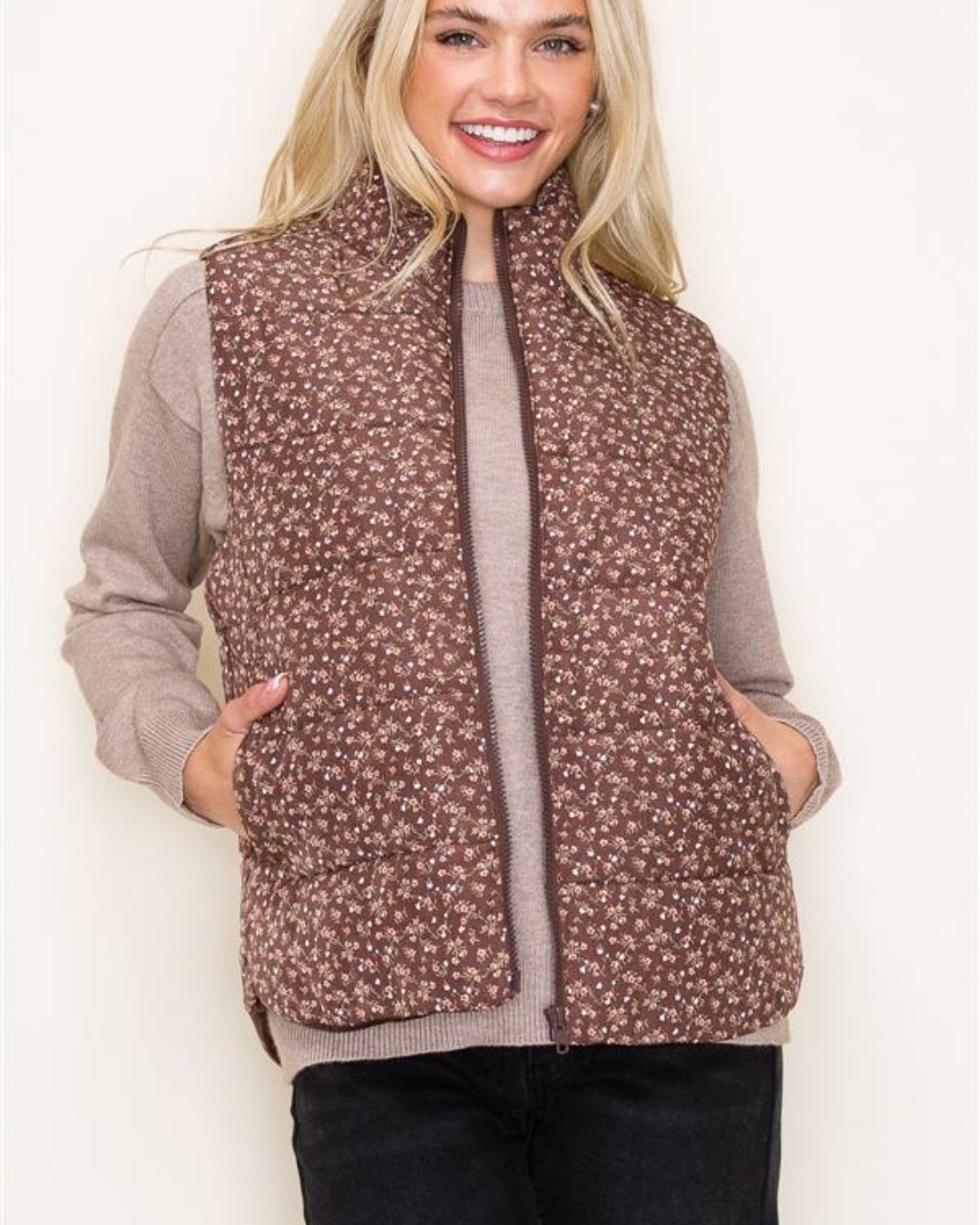 Poppy Floral Puffy Vest