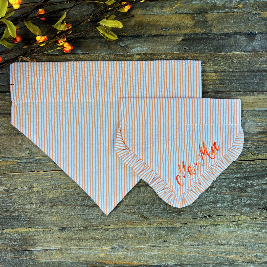 Pumpkin Seersucker Fall Dog Bandana