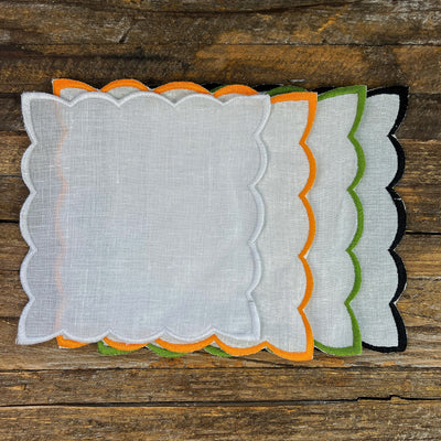 Scallop Edge Cocktail Squares Set/4 (various colors)