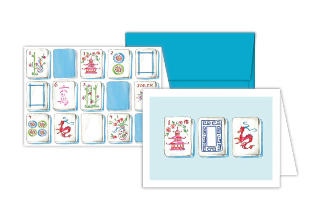 Handpainted Mahjong Tile Trio Stationery Notes