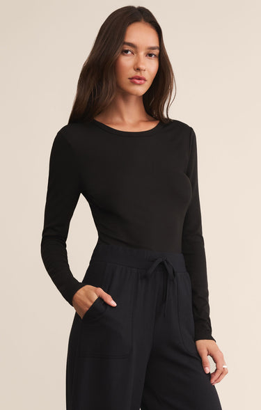 Second Skin Crew Long Sleeve – Black by Z Supply