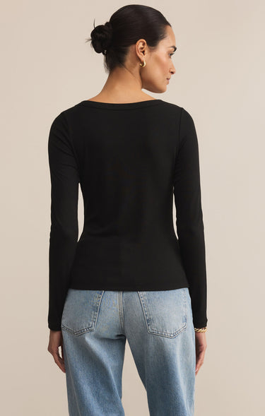 Second Skin Scoop Neck Top in Black by Z Supply
