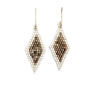 Seedbead Earring – White and Gold Diamond