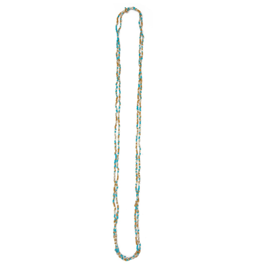 Seedbead Multi-Strand Long Necklace – Turquoise Sands