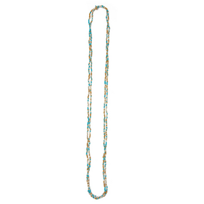 Seedbead Multi-Strand Long Necklace – Turquoise Sands