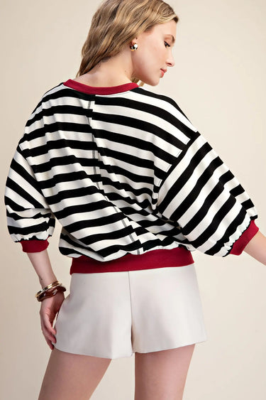 Harriet Stripe Bubble Sleeve Pullover
