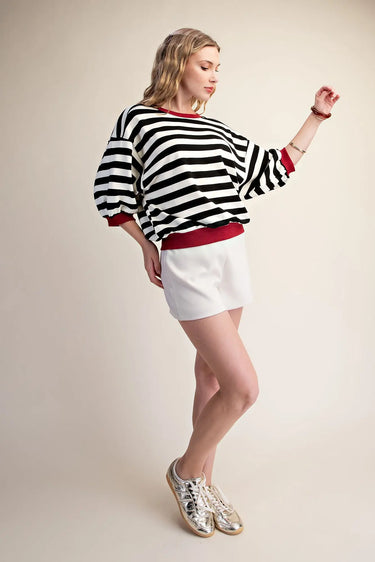 Harriet Stripe Bubble Sleeve Pullover
