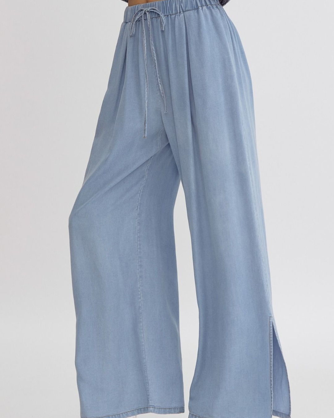 Sutton High Waisted Chambray Wide Leg Pants