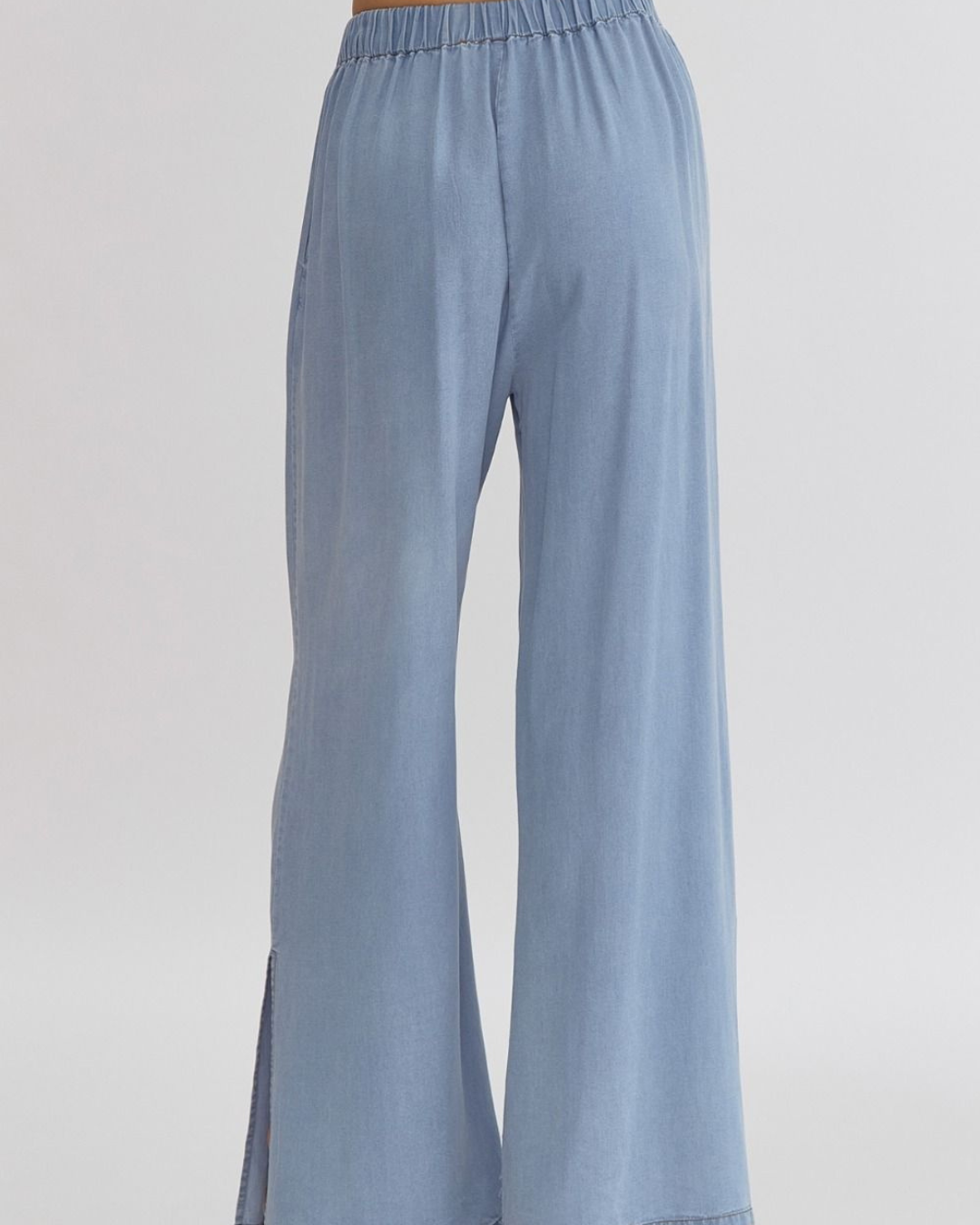 Sutton High Waisted Chambray Wide Leg Pants