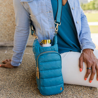 Teal HydroBag® with Teal and Black Striped Strap