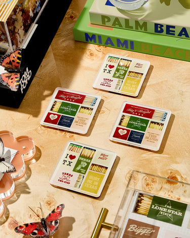 Texas Matchbook Acrylic Coaster Set