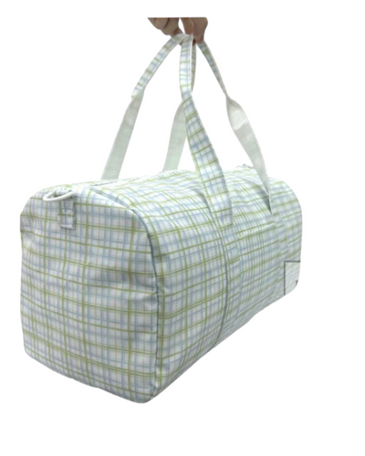 Weekender Duffel Bag in Blue Green Plaid