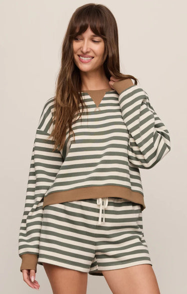 Z Supply Low Key Stripe Sweatshirt - Monstera
